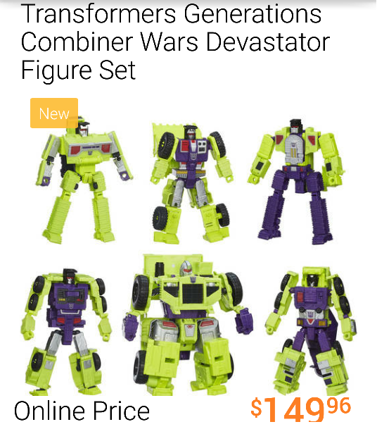Combiner Wars Devastator Listed On Walmart's Smartphone App, But Not The Website