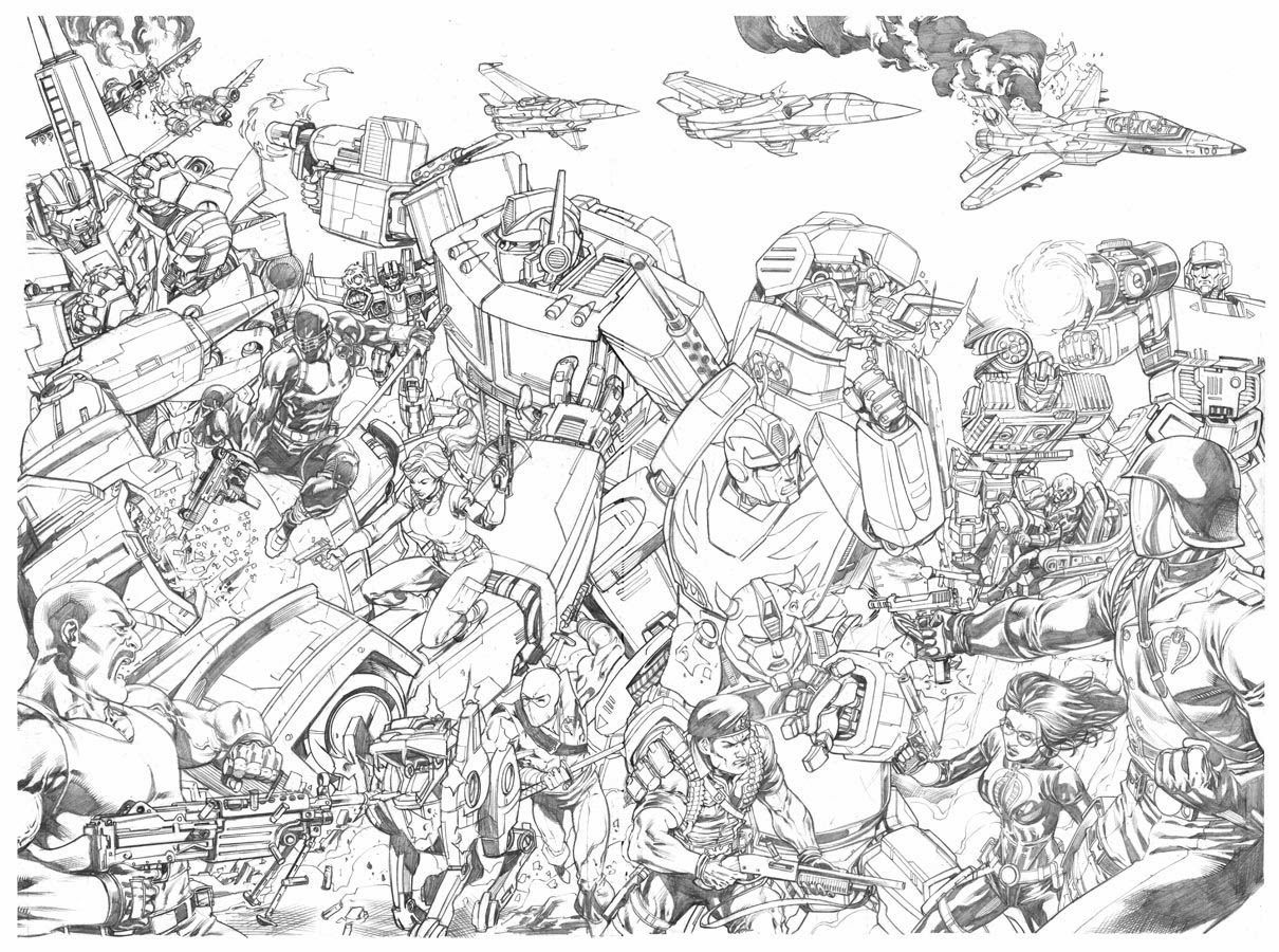 Robert Atkins Reveals Special Transformers / G.I. Joe Crossover Cover for Transformers: Regeneration One #100 and G.I. Joe: A Real American Hero #200