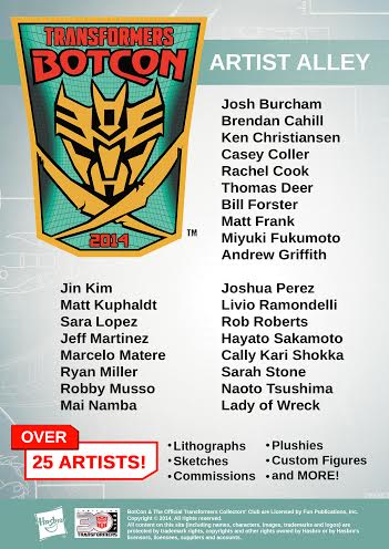 BotCon 2014 Artist Alley Official Press Release