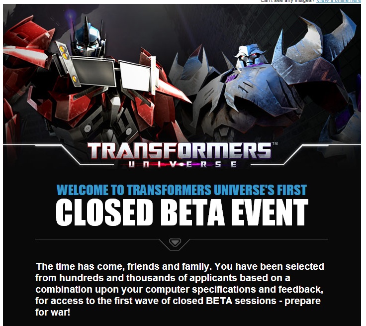 Transformers Universe MMO Closed Beta Testing Begins Tomorrow