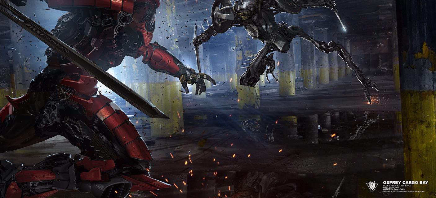 Transformers: The Last Knight Concept Art - Mohawk, Bulldog, Warpath, Megatron in Paris