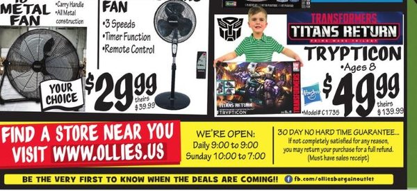 Steal of a Deal: Ollies Advertising Titans Return Trypticon for $49.99 Starting May 17