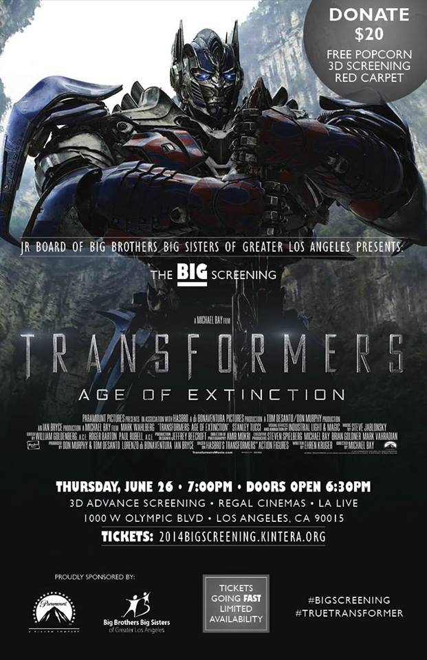 Transformers: Age of Extinction Los Angeles Early Screening - Big Brothers Big Sisters Charity Event