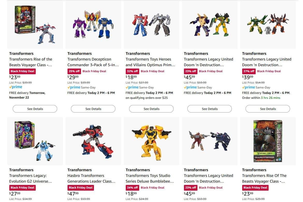 Lots of Transformers on Sale on Amazon for 2024 Black Friday Week
