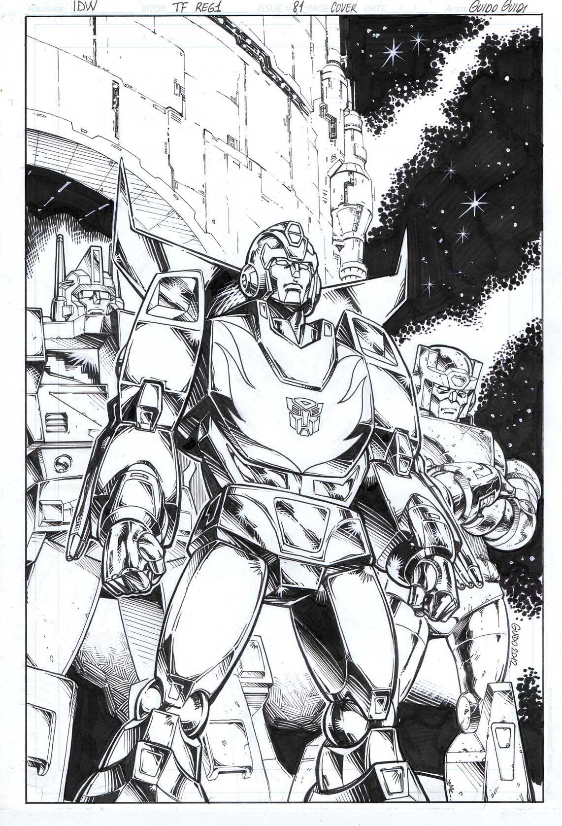 Guido Guidi Original Transformers Regeneration One #81 "Retro Style" Variant Cover Original Art Up for Auction
