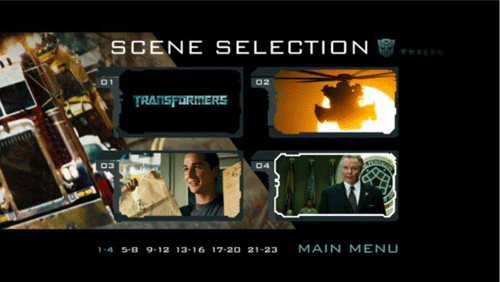 Transformers News: First Look at Transformers Movie Special-Edition 2-Disc DVD Menus