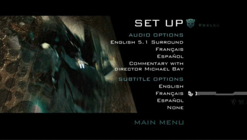 Transformers News: First Look at Transformers Movie Special-Edition 2-Disc DVD Menus