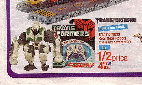 Transformers News: Real Gear Figures 50%-Off at Canadian Toys R Us Stores