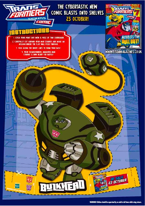 Transformers News: UK Titan TRANSFORMERS ANIMATED COMIC- Bulkhead Cut Out! {L_IMAGE}