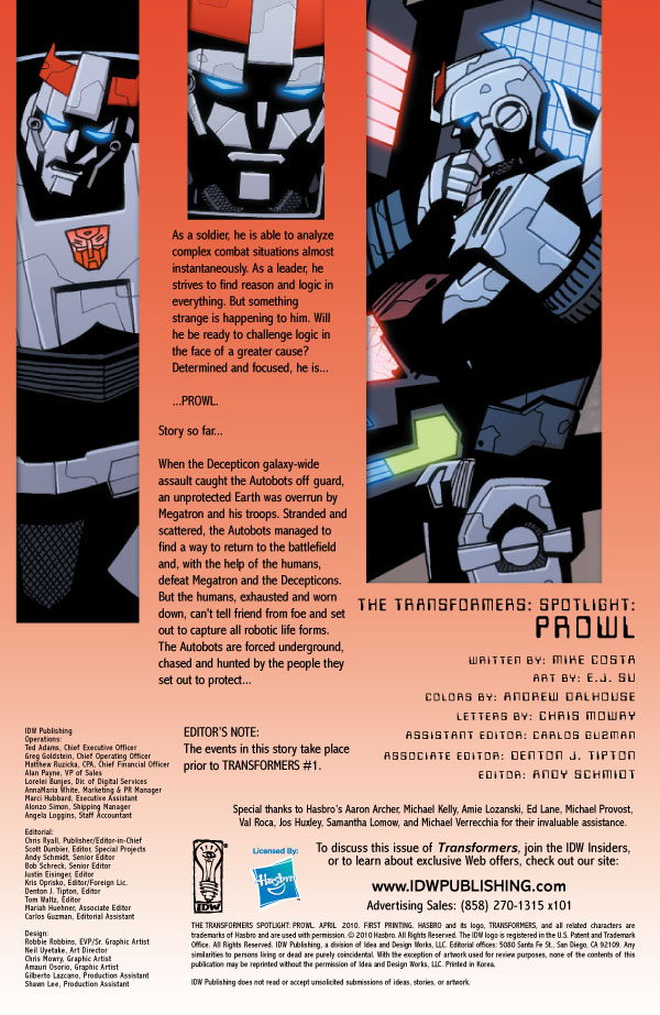 Transformers News: Transformers Spotlight: Prowl Five-Page Preview Image