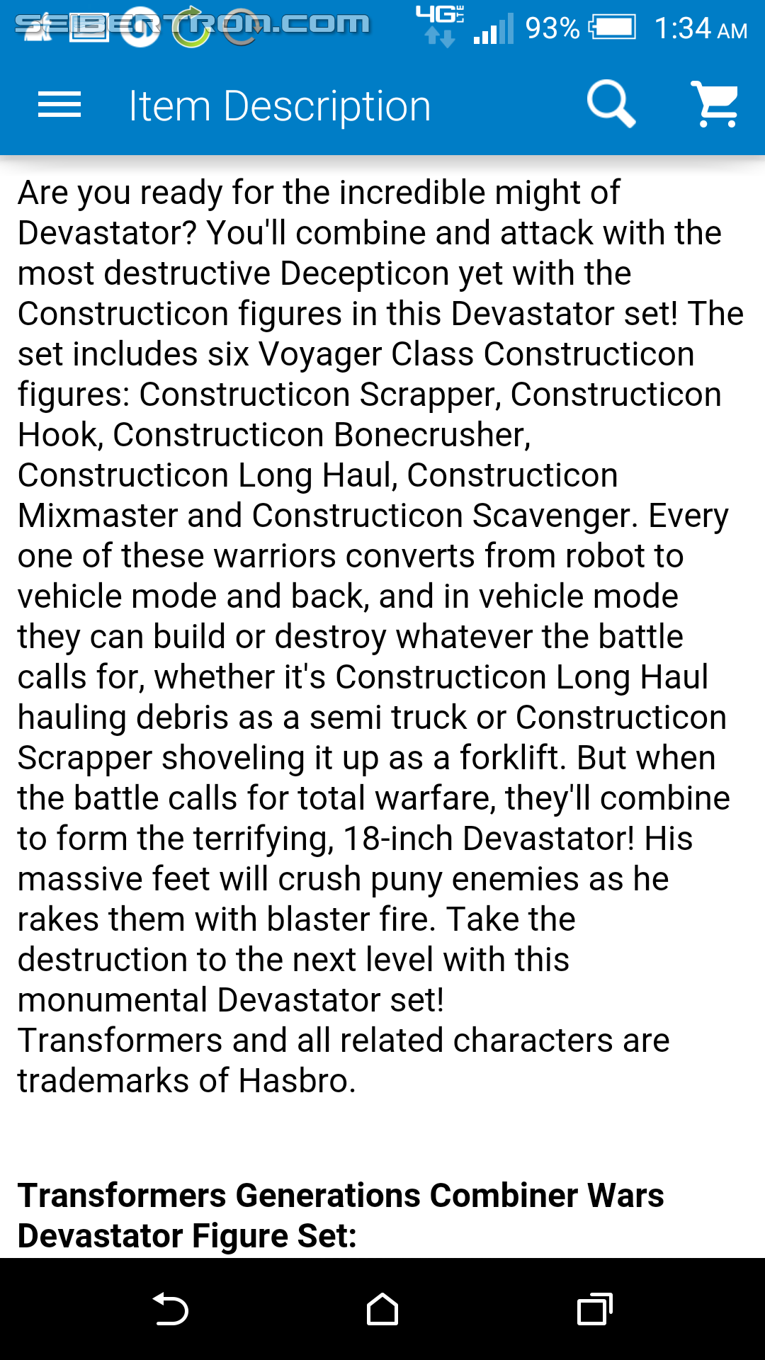 Transformers News: Combiner Wars Devastator Listed On Wal*Mart's Smartphone App, But Not The Website
