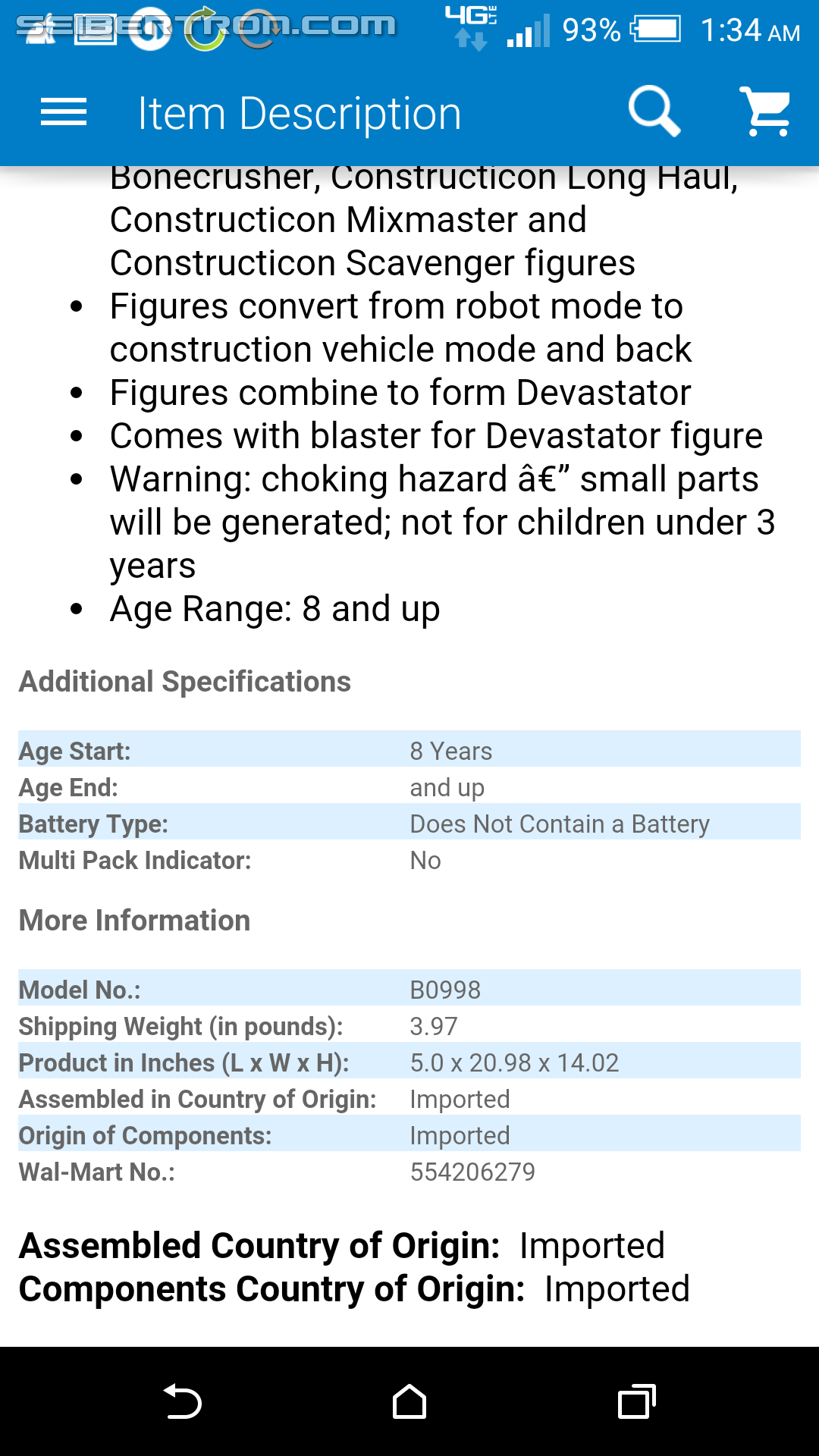 Transformers News: Combiner Wars Devastator Listed On Wal*Mart's Smartphone App, But Not The Website