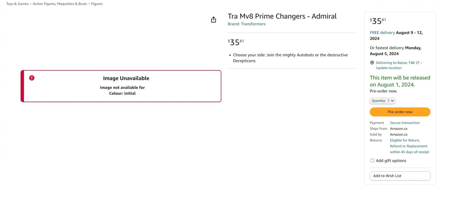 Transformers News: First Transformers One Toy Line Store Pre-Order Found on Amazon Canada Transformers News: First Transformers One Toy Line Store Pre-Order Found on Amazon Canada
