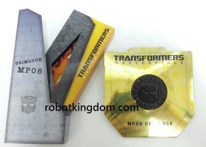 Transformers News: In-Hand Images: MP-08 Masterpiece Grimlock Reissue Flamesword and Collector Coin