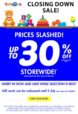 Transformers News: Toys R Us Australia Closing Down Sale Begins