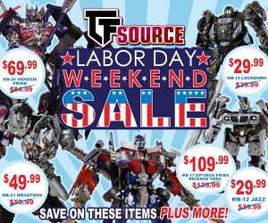Transformers News: TFSource Labor Day Weekend Sale!