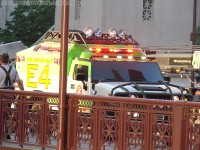 Transformers News: Transformers 3 continues filming in Chicago: Video of fire gets put out, actors running, and Ratchet speeds across bridge!