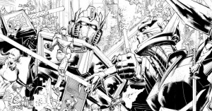 Transformers News: Tryptich Cover Art for IDW Hasbro Universe's First Strike by Whilce Portacio