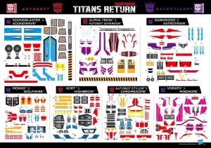 Transformers News: Titans Return Asia-exclusive Sticker Sheet for Wave 2 Deluxes, Voyagers and Leaders revealed