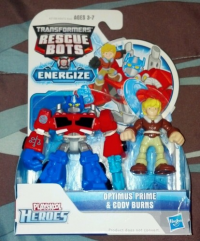 Transformers News: In-package Images of Rescue Bots Energize Optimus Prime with Cody Burns and Bumblebee with Graham Burns