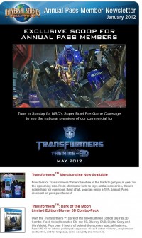 Transformers News: Universal Studios Hollywood Transformers: The Ride Commercial to Air During Super Bowl Pre-Game