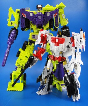 Transformers News: Takara Transformers Unite Warriors UW-04 Devastator size comparison with Superion
