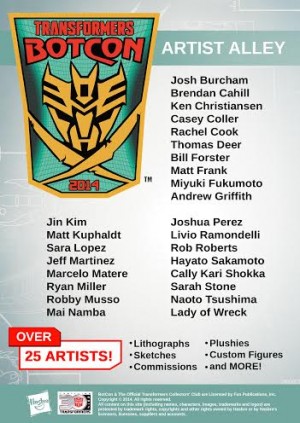 Transformers News: BotCon 2014 Artist Alley Official Press Release