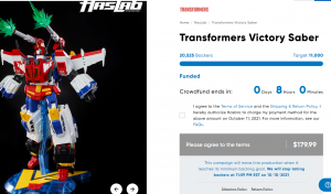 Transformers News: HasLab Transformers Victory Saber Reaches 20 000 Backers, All Tiers Funded
