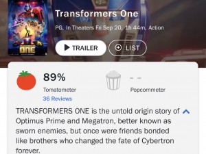 Transformers News: Transformers One Critic Reviews are Out, Currently 89% on Rotten Tomatoes