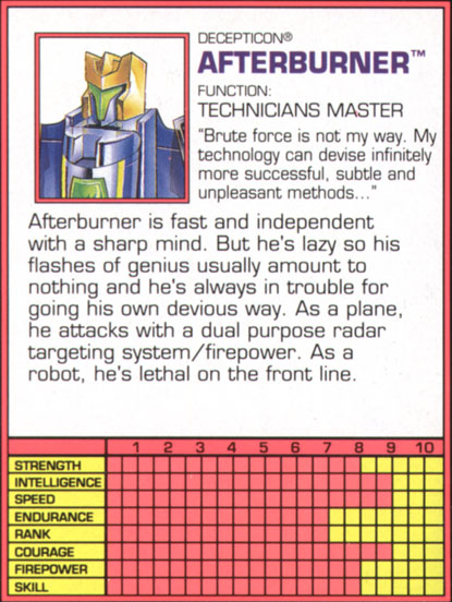 Transformers Tech Spec: Afterburner (Snipe)