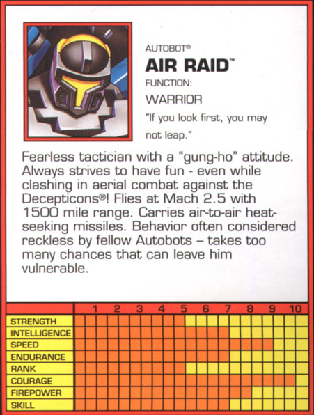 Transformers Tech Spec: Air Raid