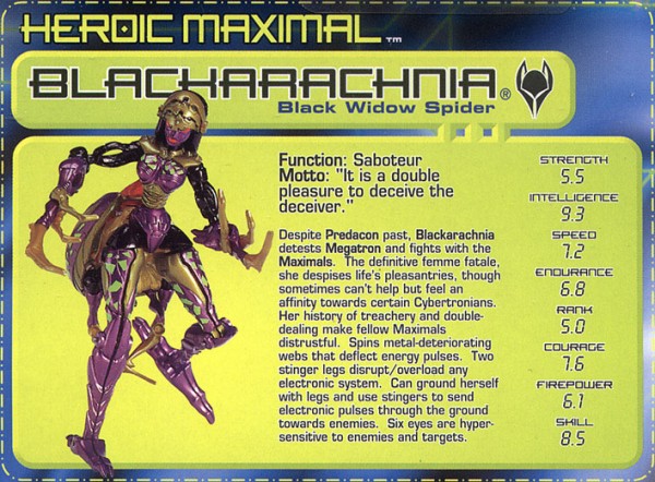 Transformers Tech Spec: Blackarachnia