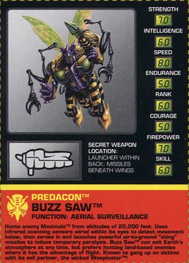 Transformers Tech Spec: Buzz Saw