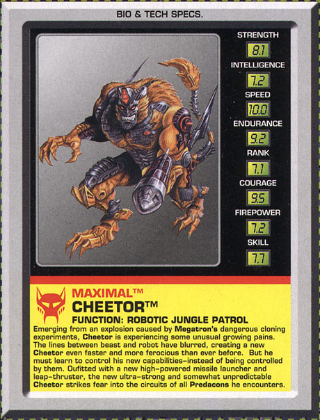 Transformers Tech Spec: Cheetor