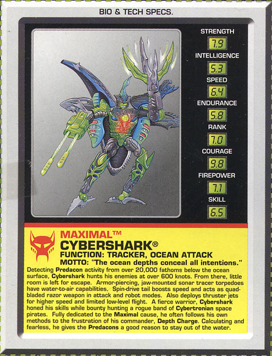 Transformers Tech Spec: Cybershark
