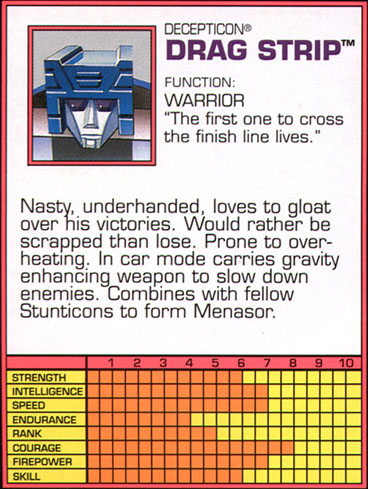 Transformers Tech Spec: Drag Strip