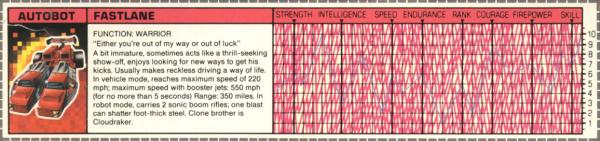 Transformers Tech Spec: Fastlane