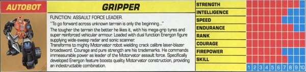 Transformers Tech Spec: Gripper