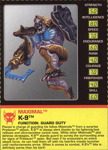 Transformers Tech Spec: K-9