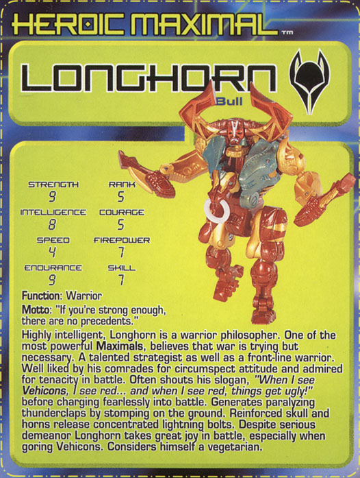 Transformers Tech Spec: Longhorn
