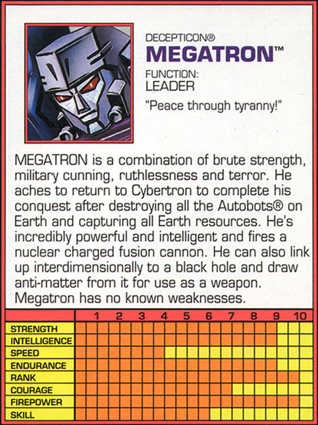 Transformers Tech Spec: Megatron