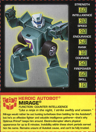 Transformers Tech Spec: Mirage