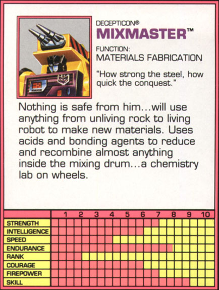 Transformers Tech Spec: Mixmaster