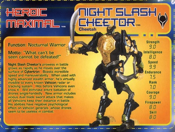 Transformers Tech Spec: Night Slash Cheetor