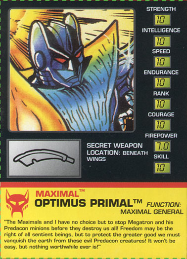 Transformers Tech Spec: Optimus Primal (Bat)