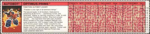 Transformers Tech Spec: Powermaster Optimus Prime