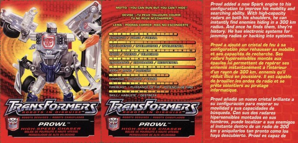 Transformers Tech Spec: Prowl