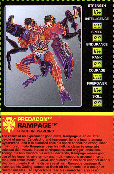 Transformers Tech Spec: Rampage