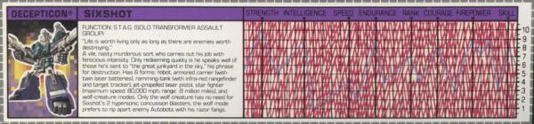 Transformers Tech Spec: Sixshot