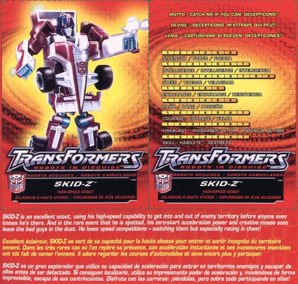 Transformers Tech Spec: Skid-Z